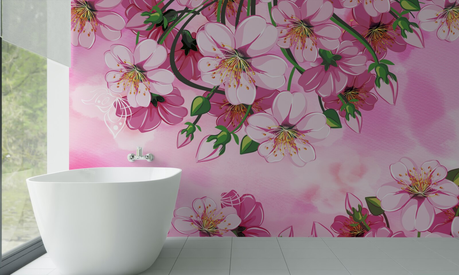 Papier peint Cerisiers japonais en fleurs