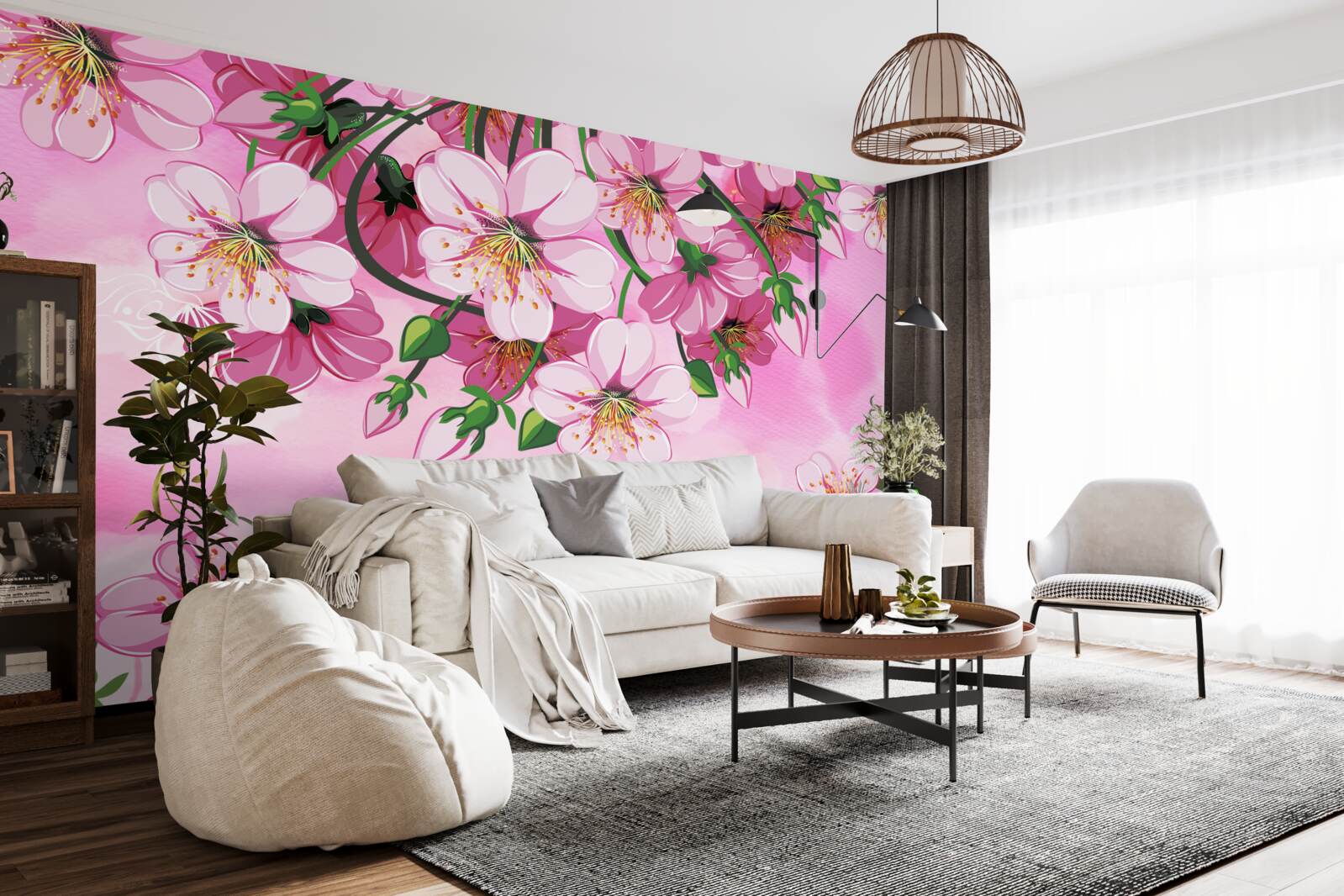 Papier peint Cerisiers japonais en fleurs