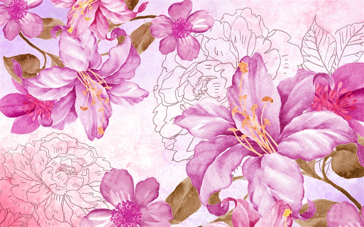 Papier peint l'élégance des fleurs dans une expression abstraite