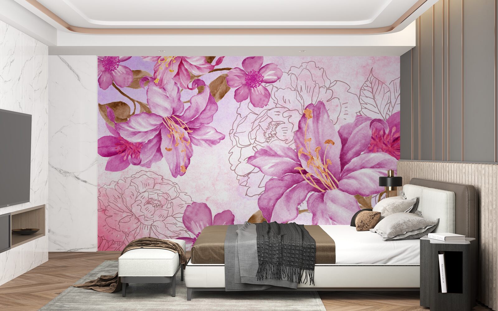 Papier peint l'élégance des fleurs dans une expression abstraite