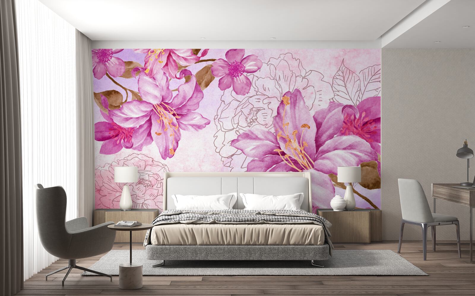 Papier peint l'élégance des fleurs dans une expression abstraite