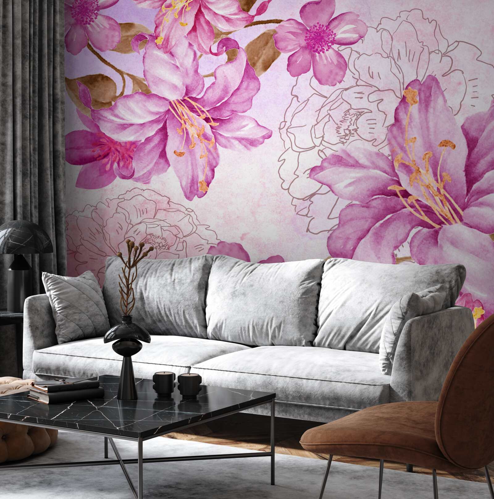 Papier peint l'élégance des fleurs dans une expression abstraite