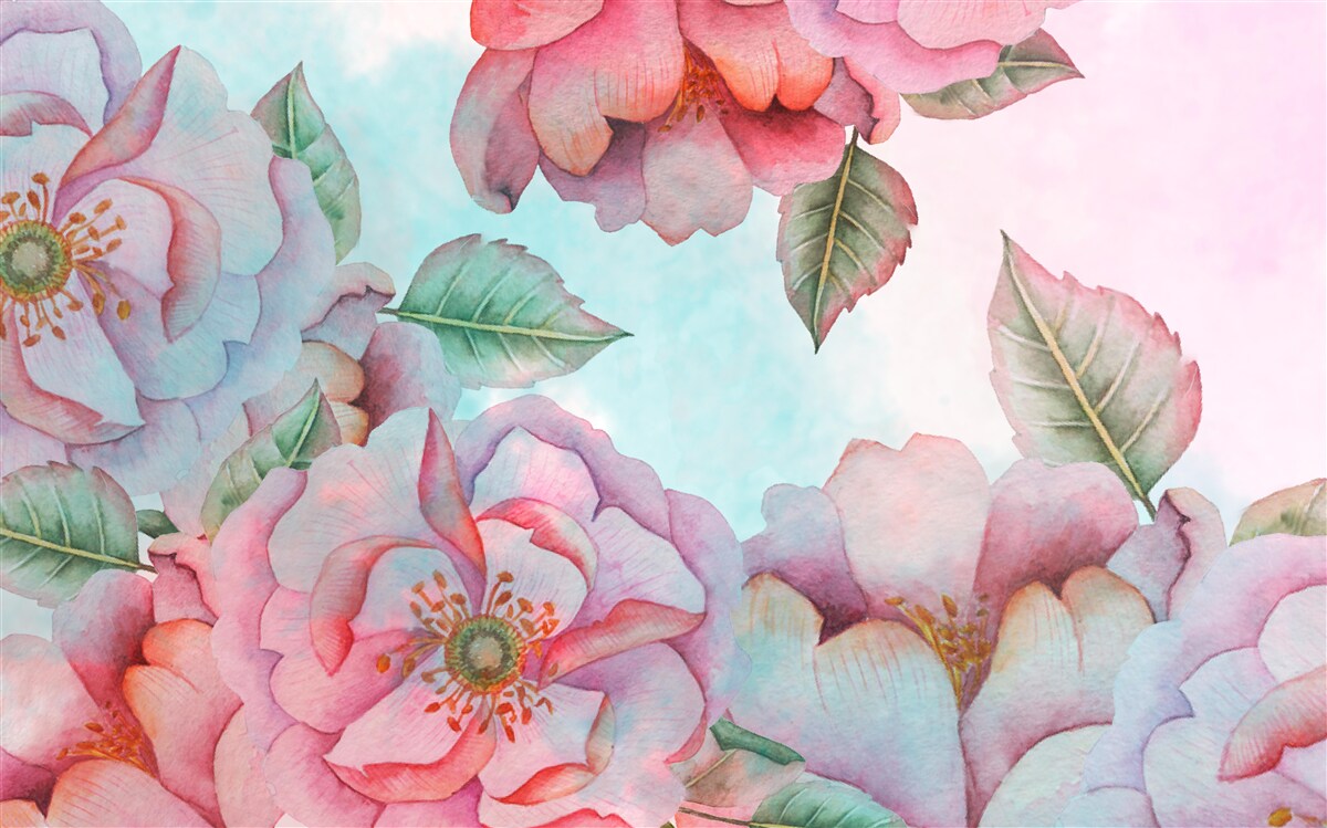 Papier peint fleur aquarelle