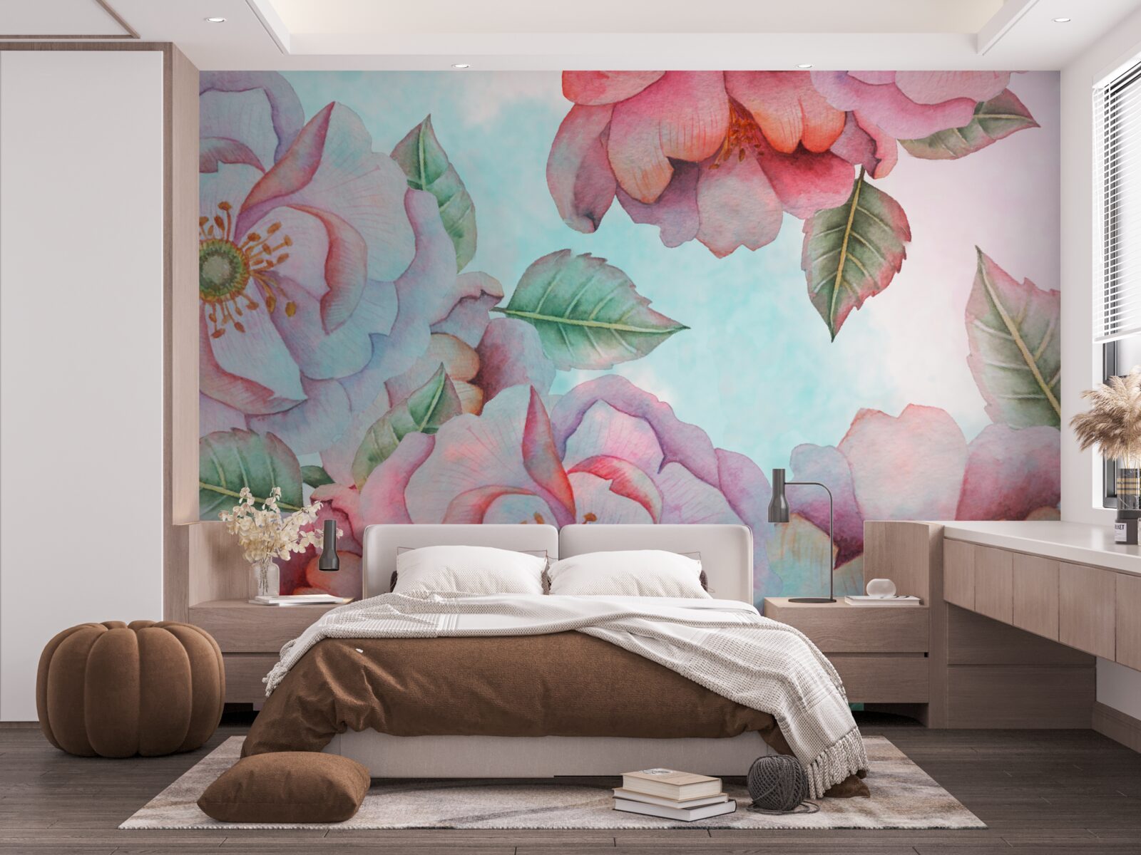 Papier peint fleur aquarelle