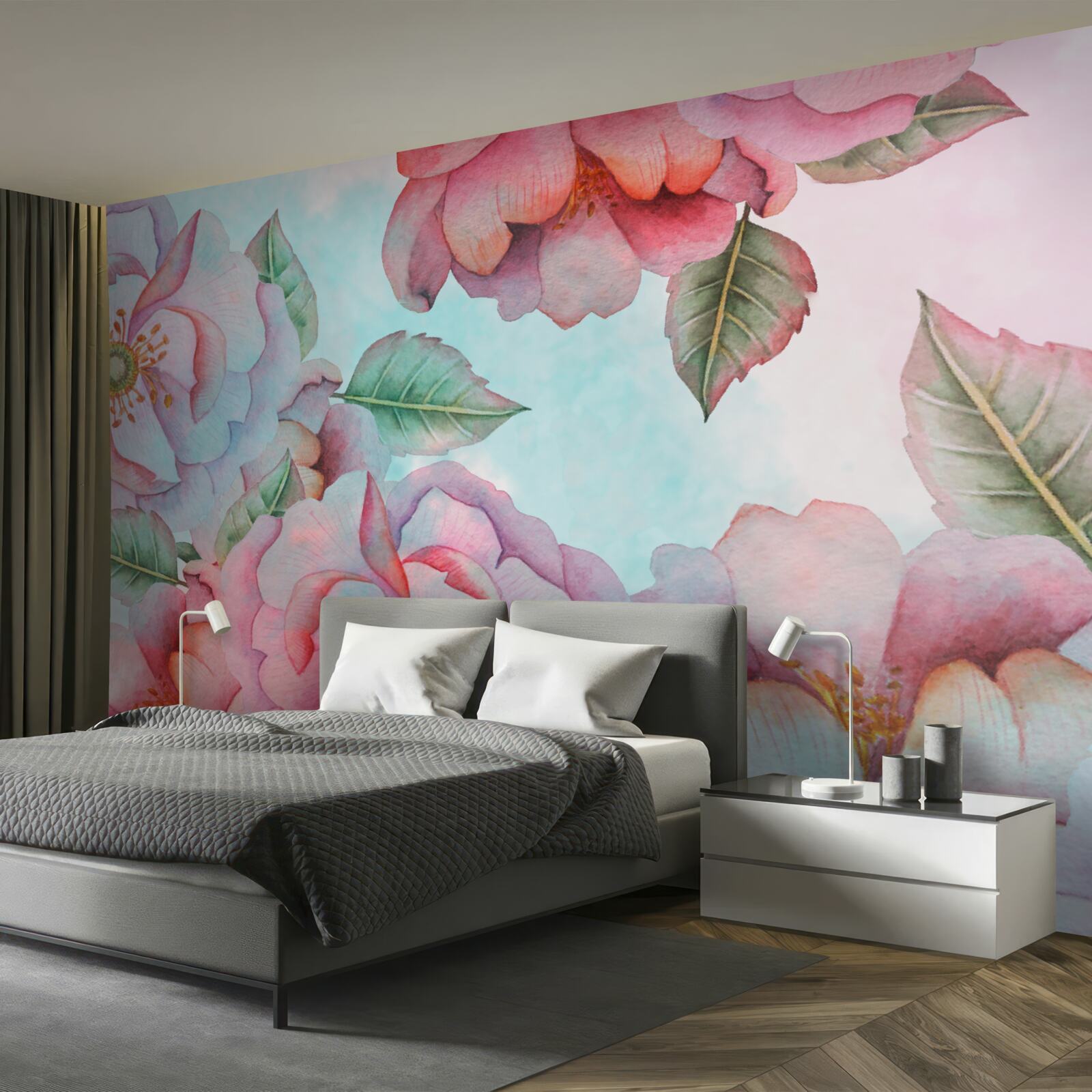 Papier peint fleur aquarelle