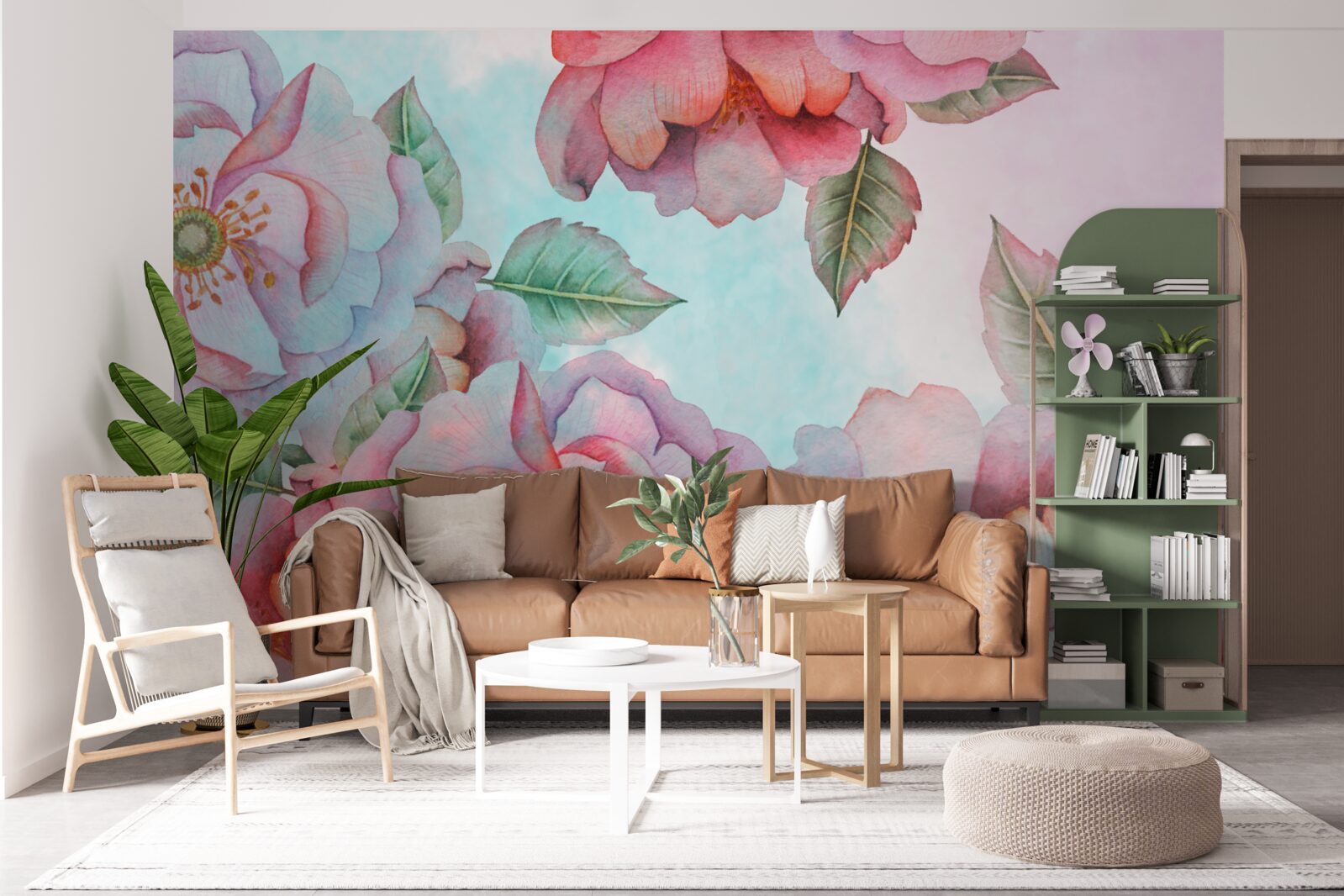 Papier peint fleur aquarelle