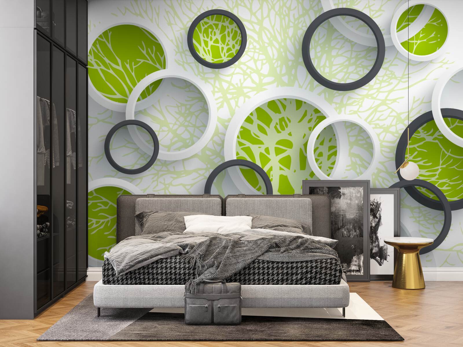 Papier peint les cercles de l'objectif reflètent le vert des feuilles de l'arbre