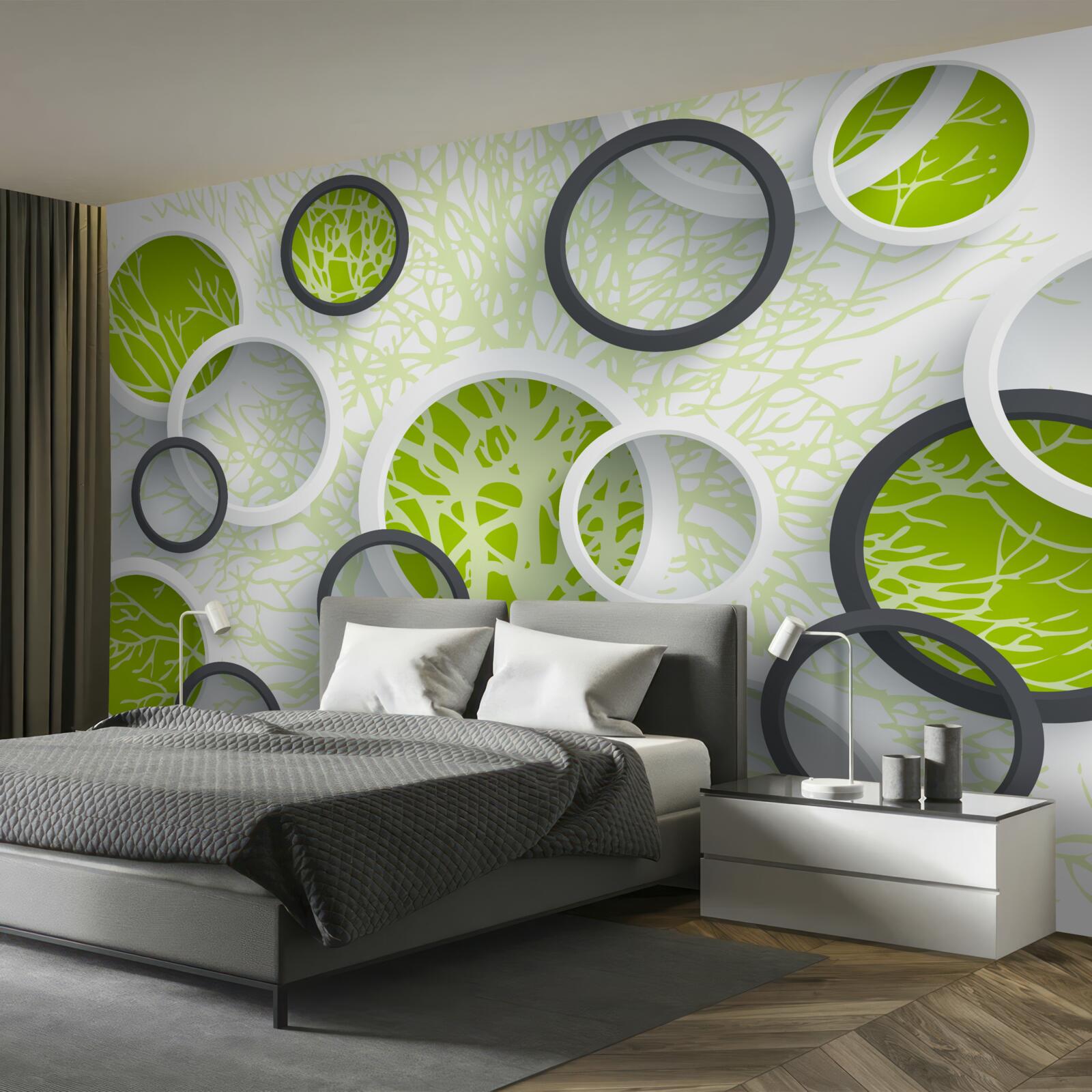 Papier peint les cercles de l'objectif reflètent le vert des feuilles de l'arbre