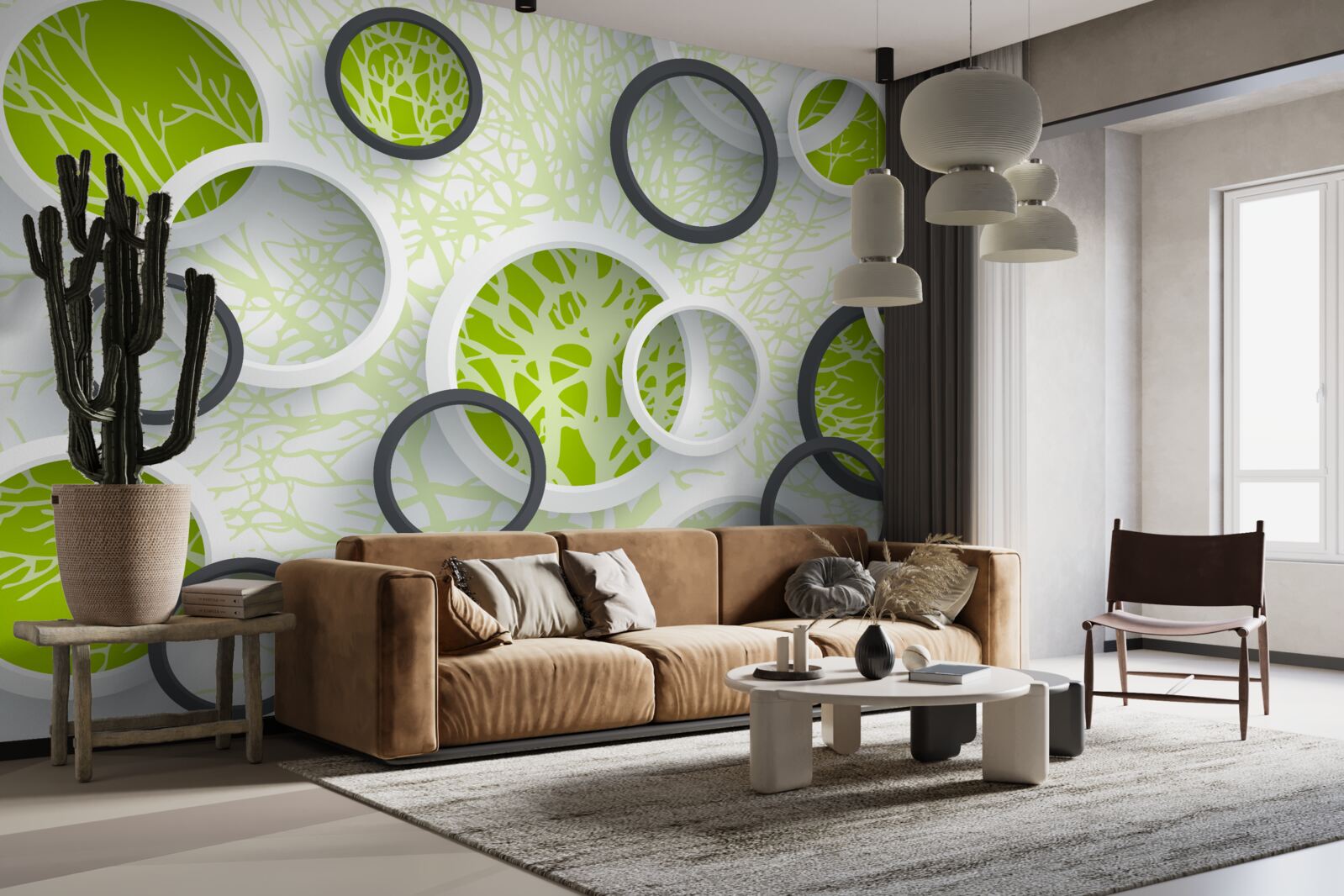 Papier peint les cercles de l'objectif reflètent le vert des feuilles de l'arbre