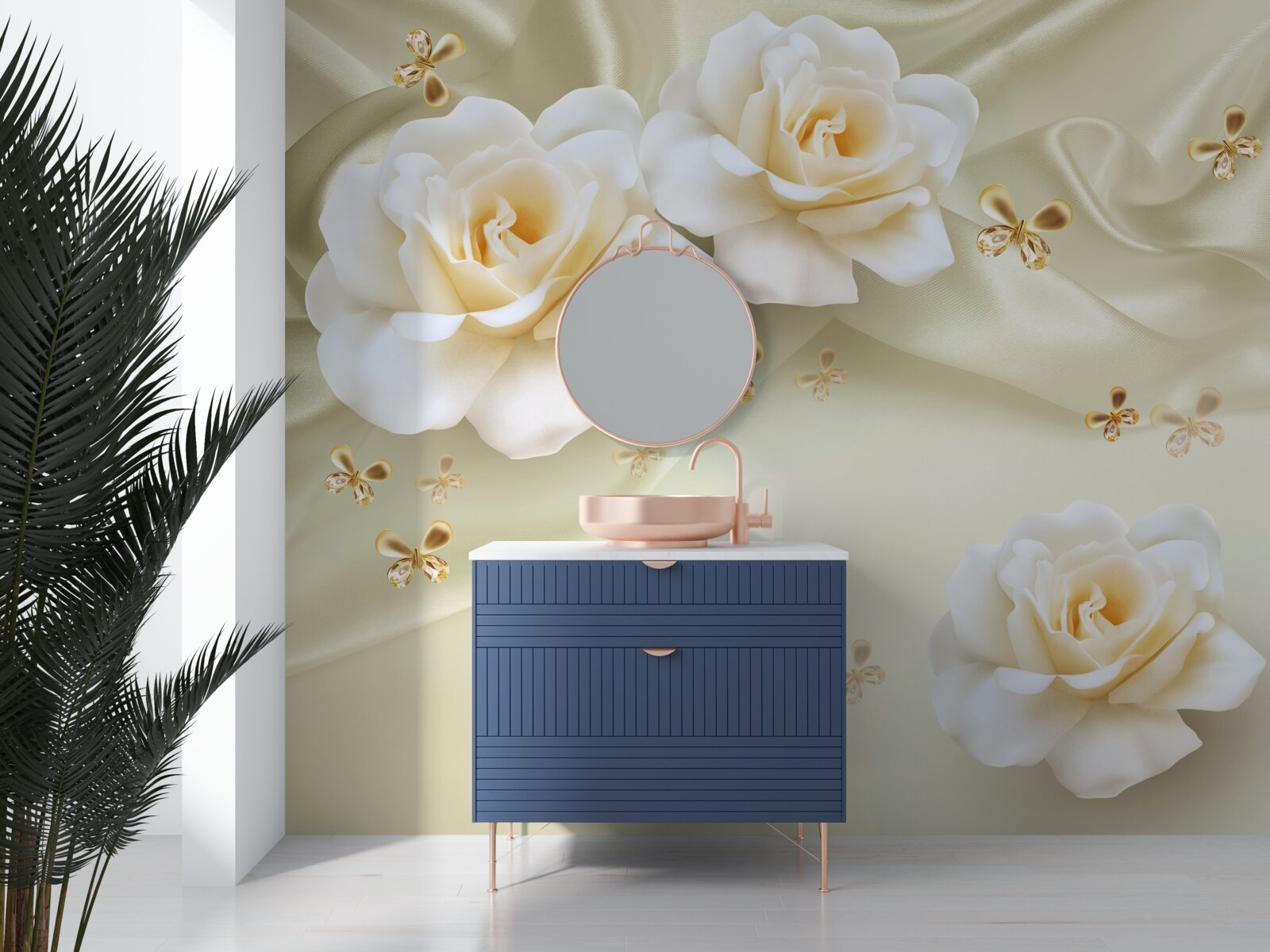 Papier peint roses de chaleur en soie