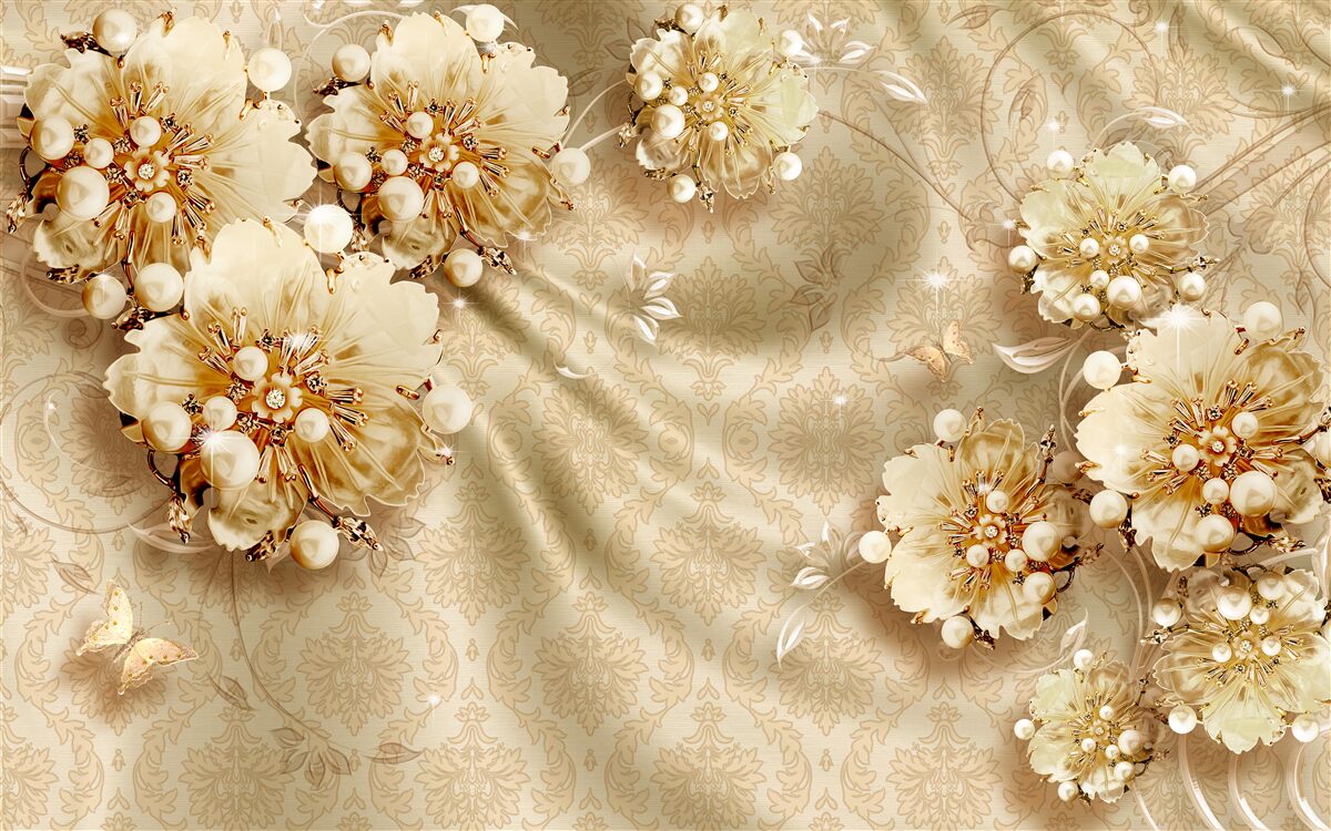 Papier peint les nuances de brun dominent les tons floraux et de soie