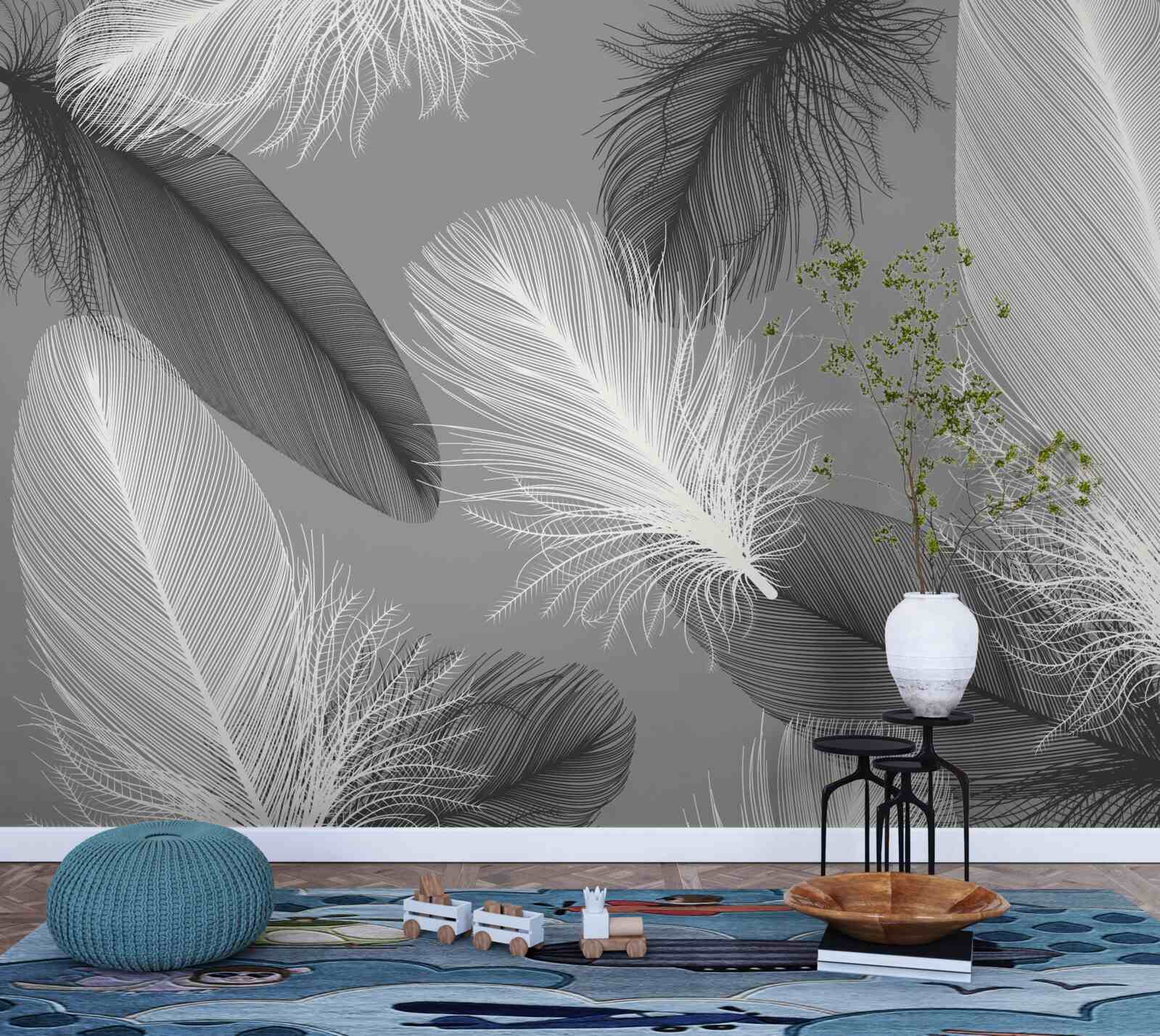 Papier peint assiettes argentées et légères