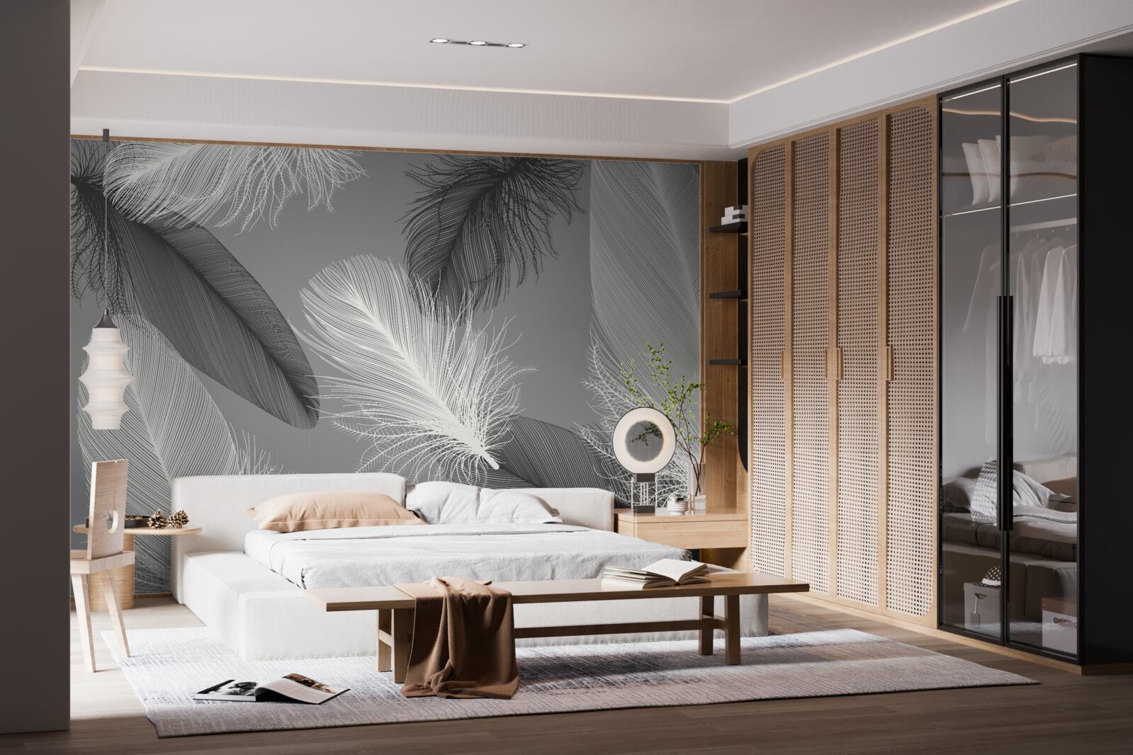 Papier peint assiettes argentées et légères