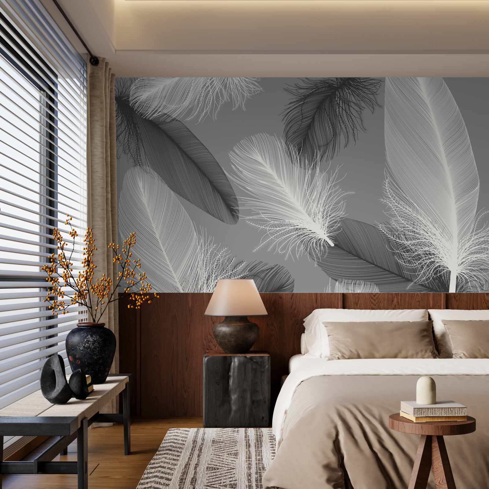 Papier peint assiettes argentées et légères