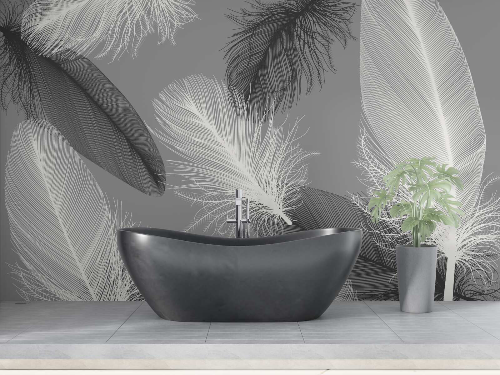 Papier peint assiettes argentées et légères