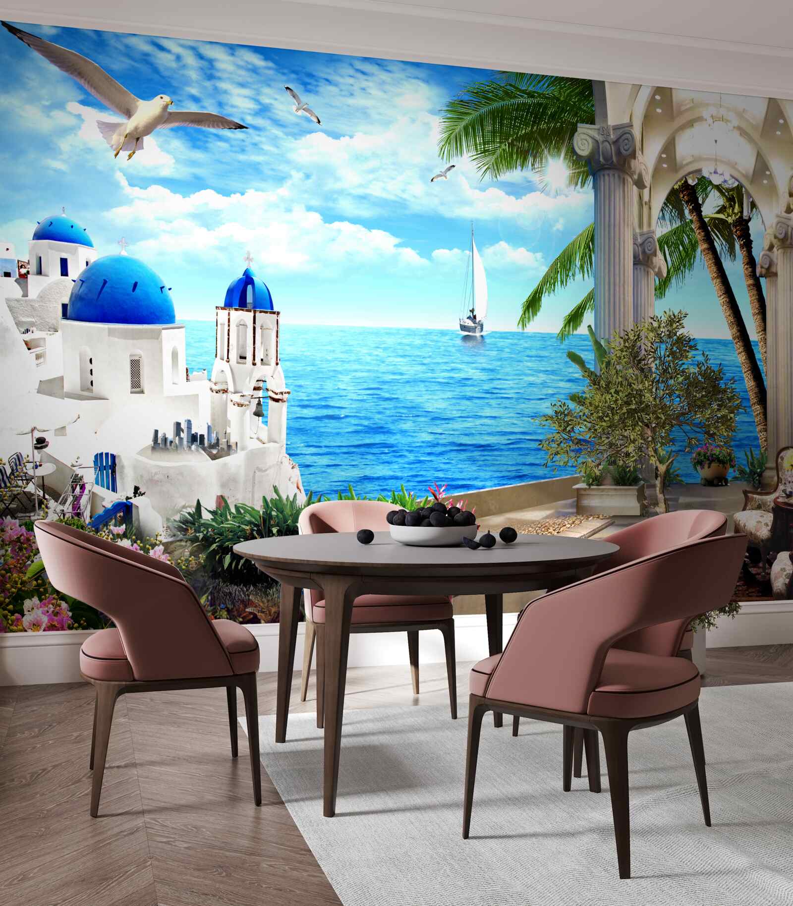 Papier peint Colonnade grecque menant à la mer