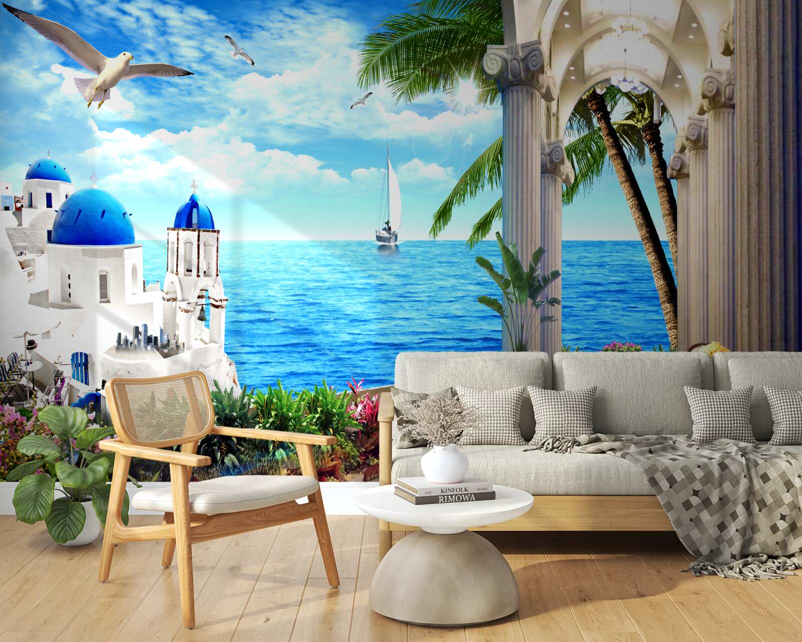 Papier peint Colonnade grecque menant à la mer