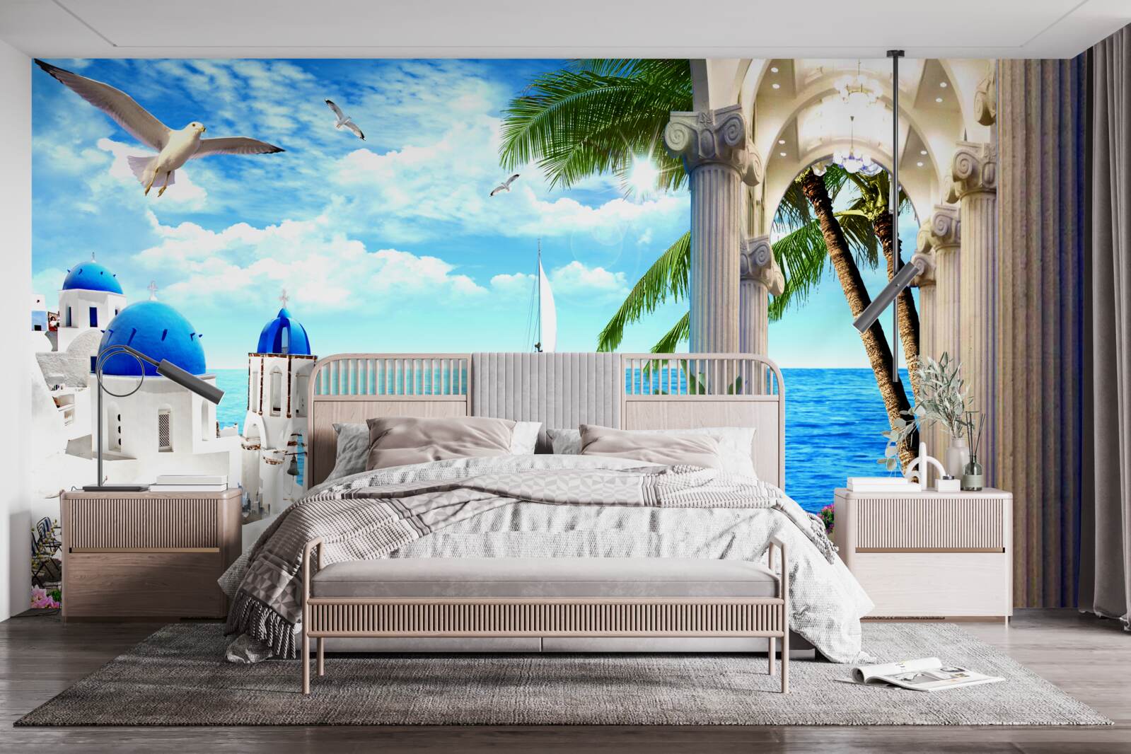 Papier peint Colonnade grecque menant à la mer