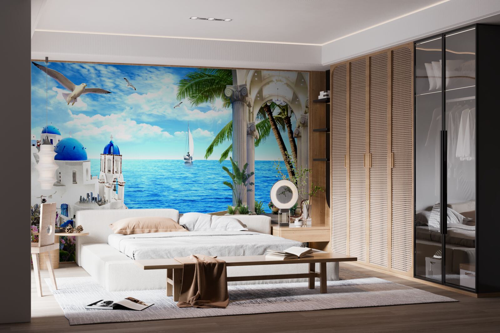 Papier peint Colonnade grecque menant à la mer