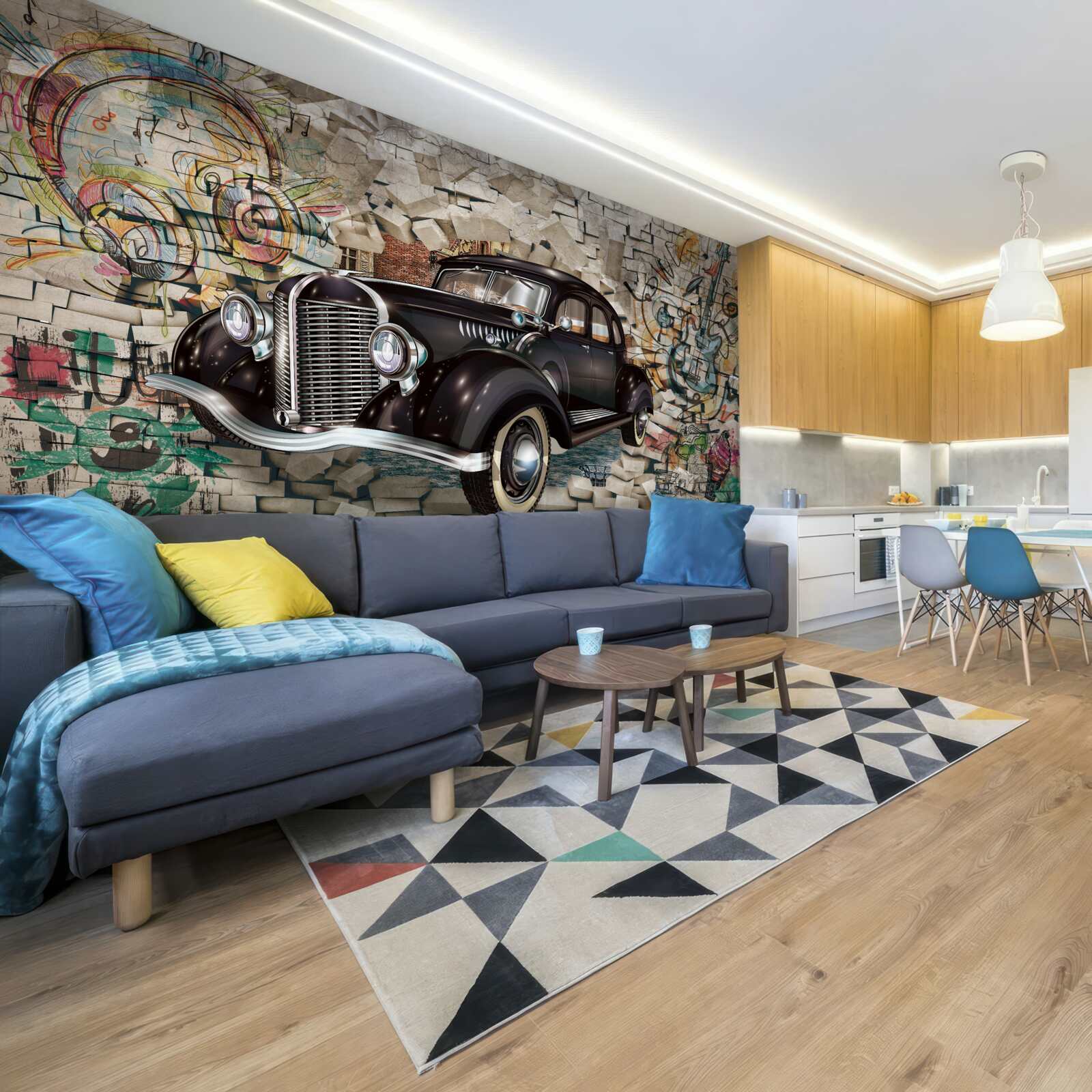 Papier peint une voiture noire du passé