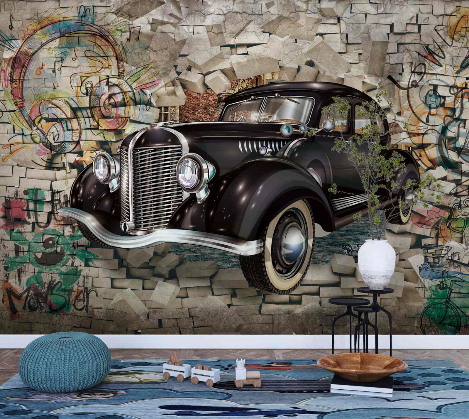 Papier peint une voiture noire du passé