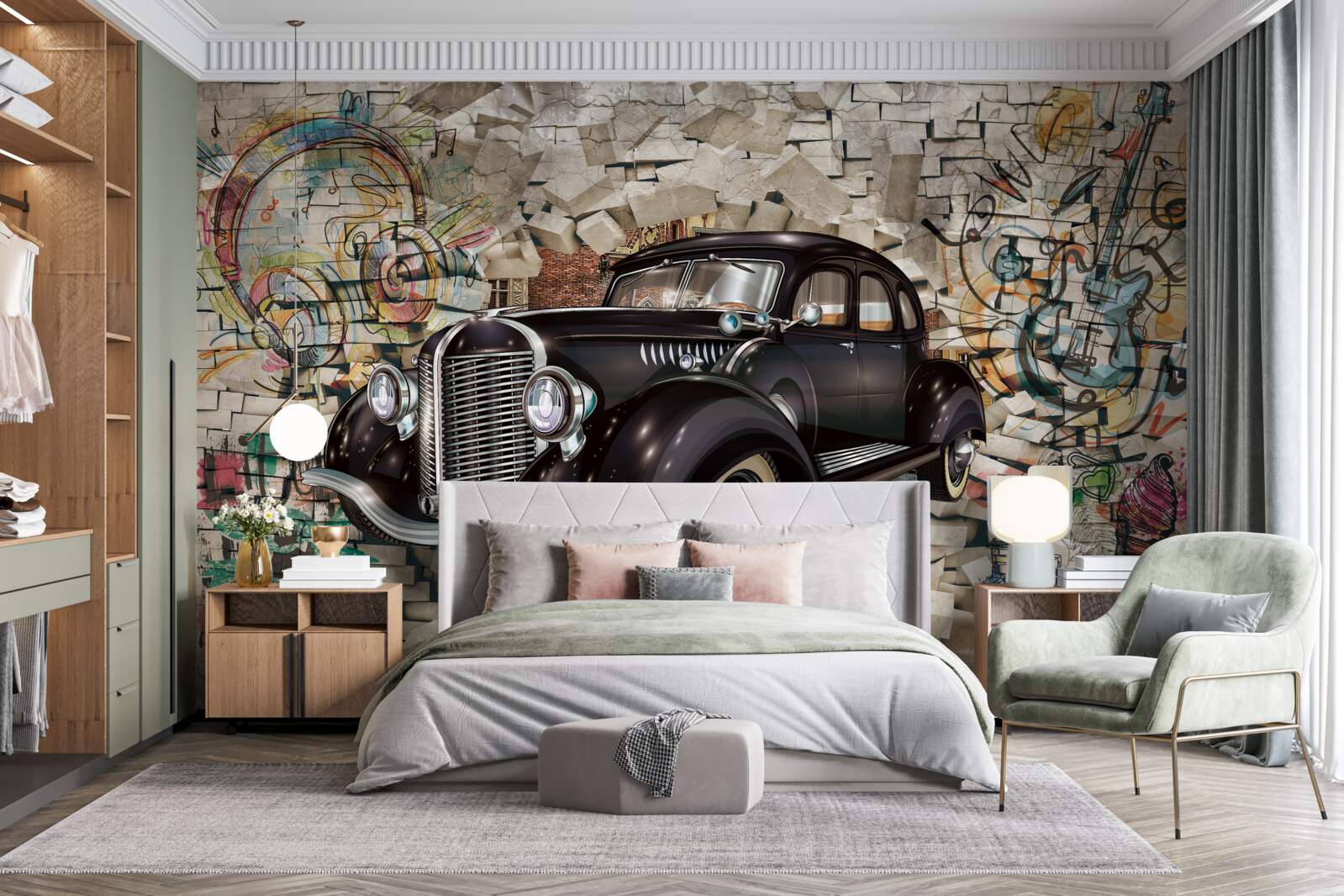 Papier peint une voiture noire du passé