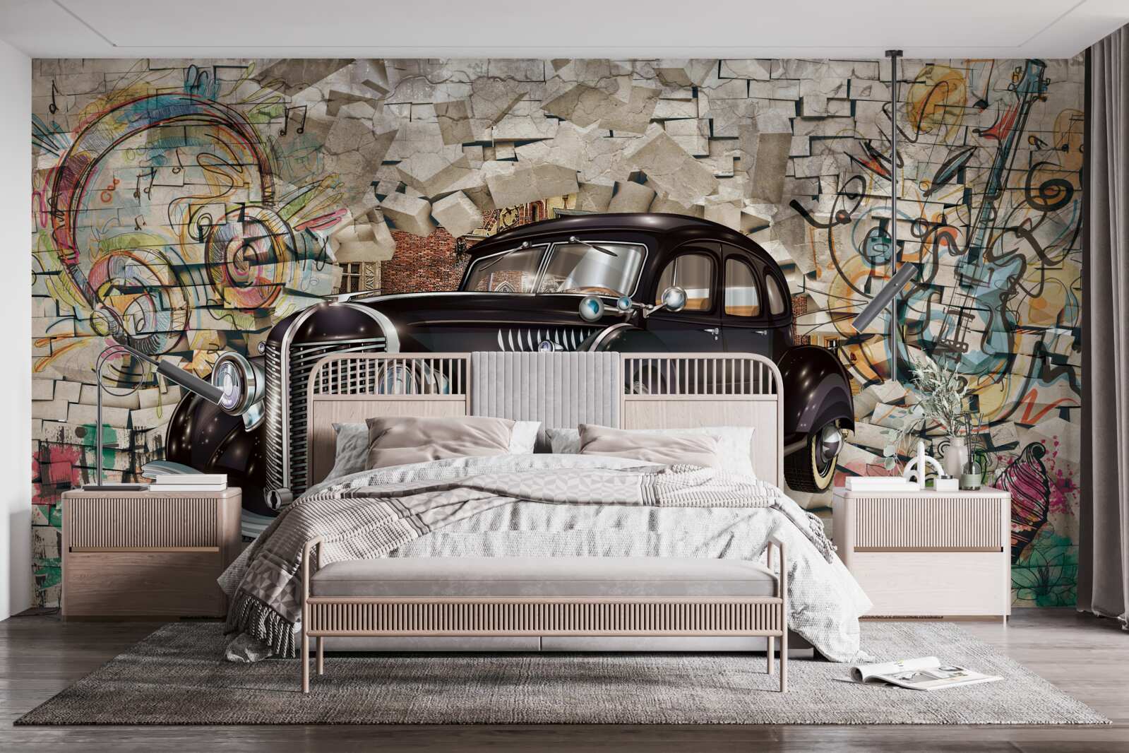 Papier peint une voiture noire du passé