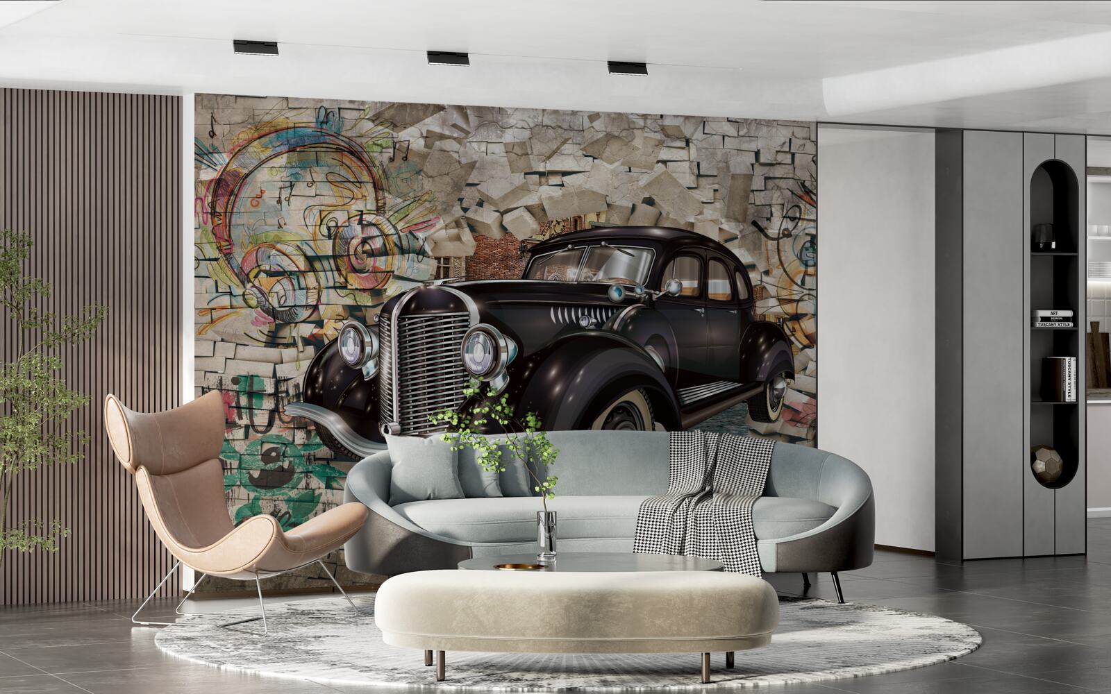 Papier peint une voiture noire du passé