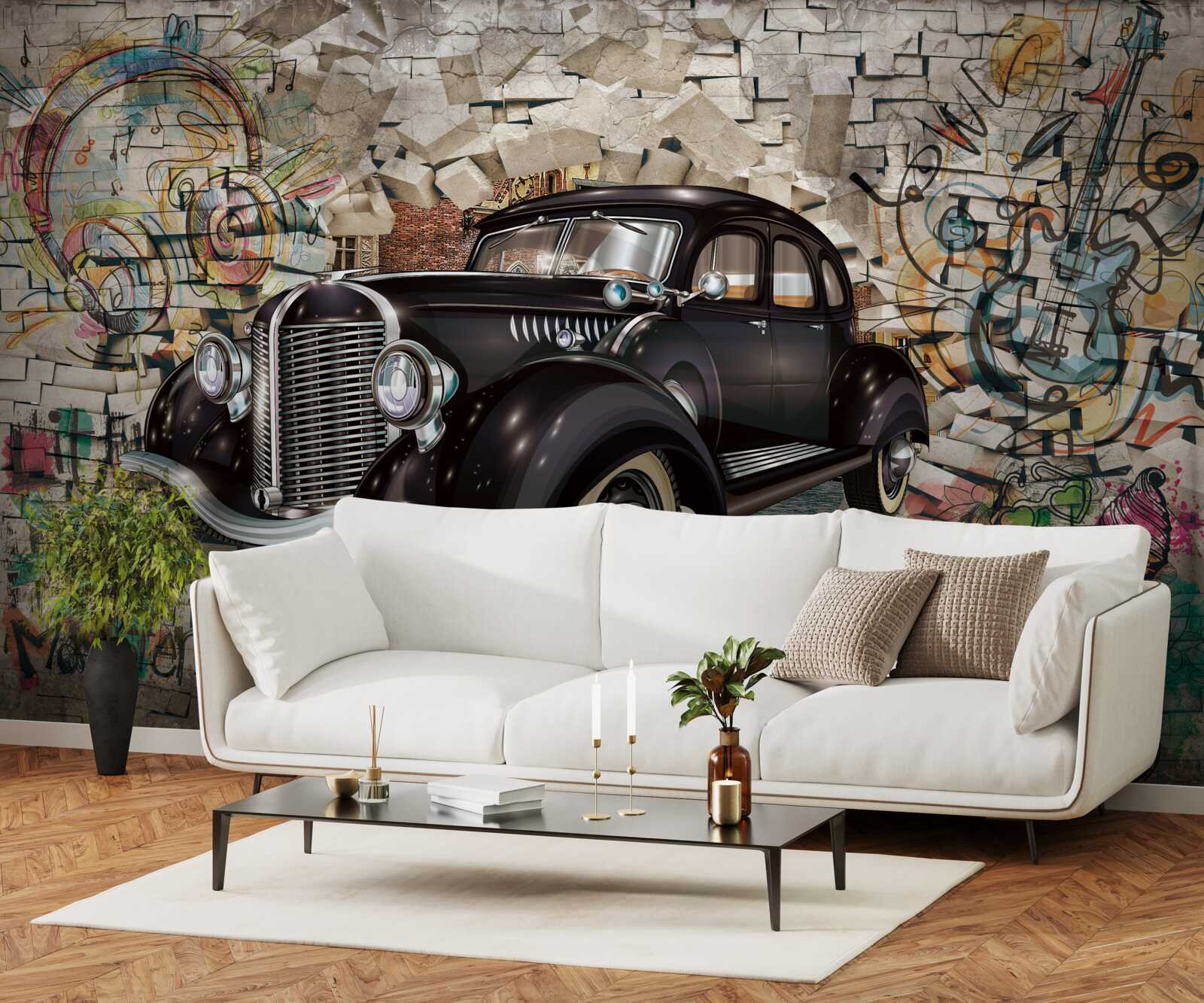 Papier peint une voiture noire du passé
