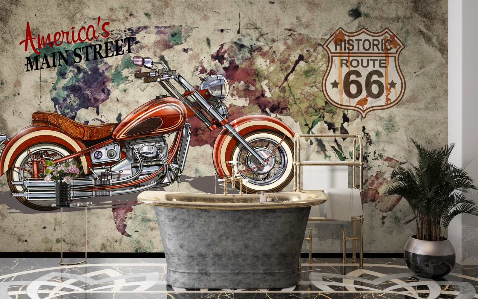 Papier peint moto élégante d'amérique