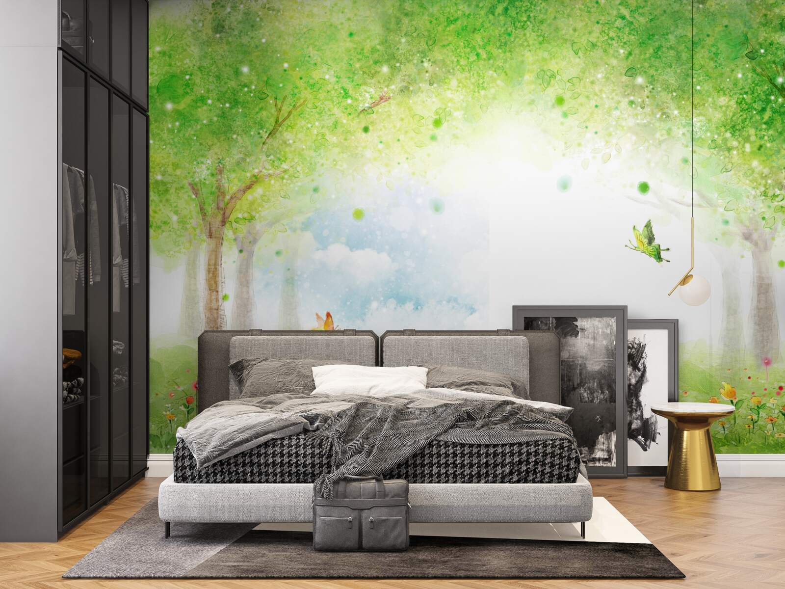 Papier peint brume intrigante dans une forêt magique