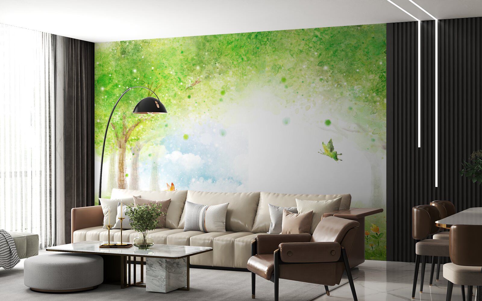 Papier peint brume intrigante dans une forêt magique