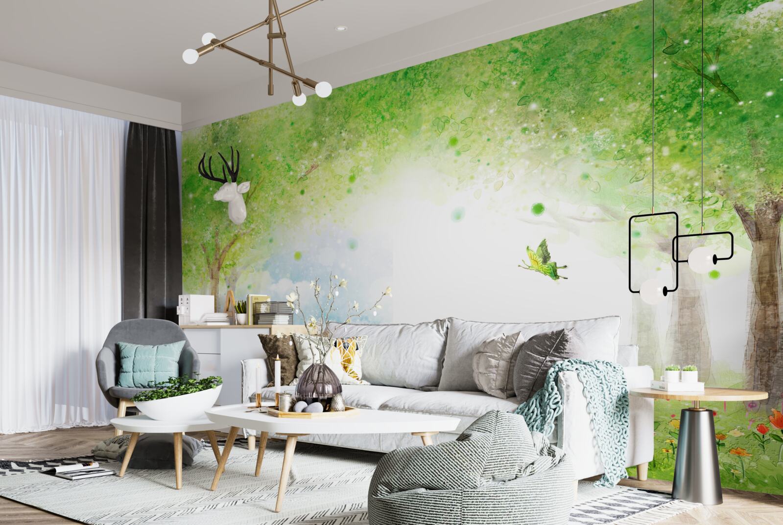 Papier peint brume intrigante dans une forêt magique