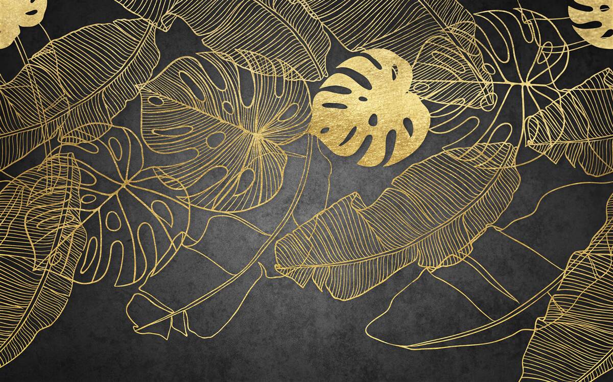 Papier peint les monstera ont des feuilles dont le contour correspond à la division dorée