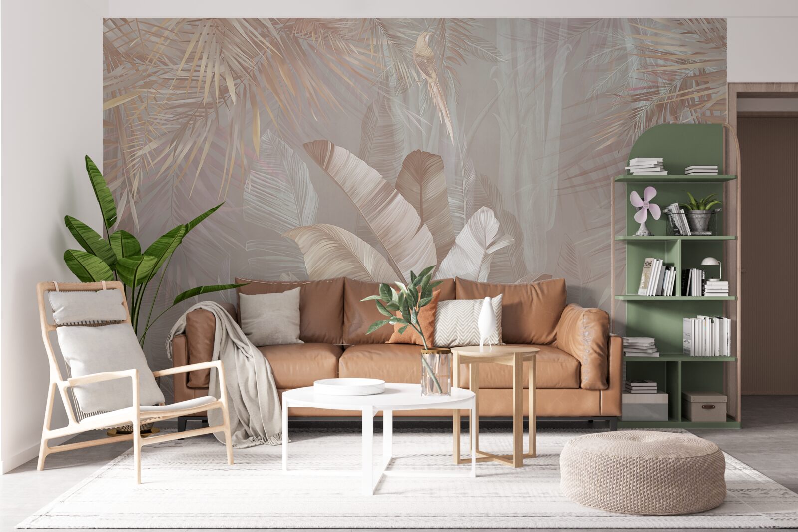 Papier peint bouquet de plumes multicolores