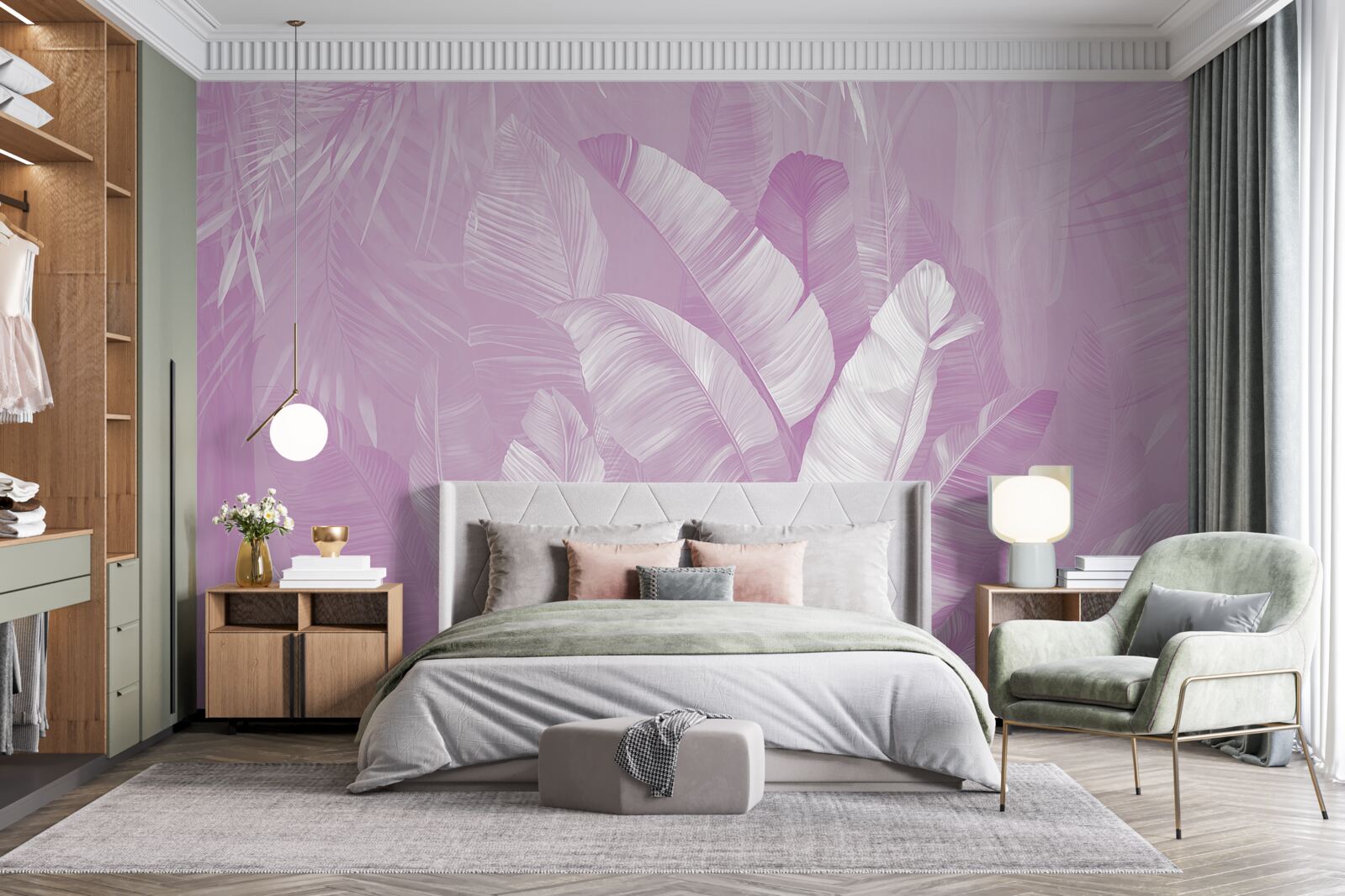 Papier peint combinaison de feuilles de lilas