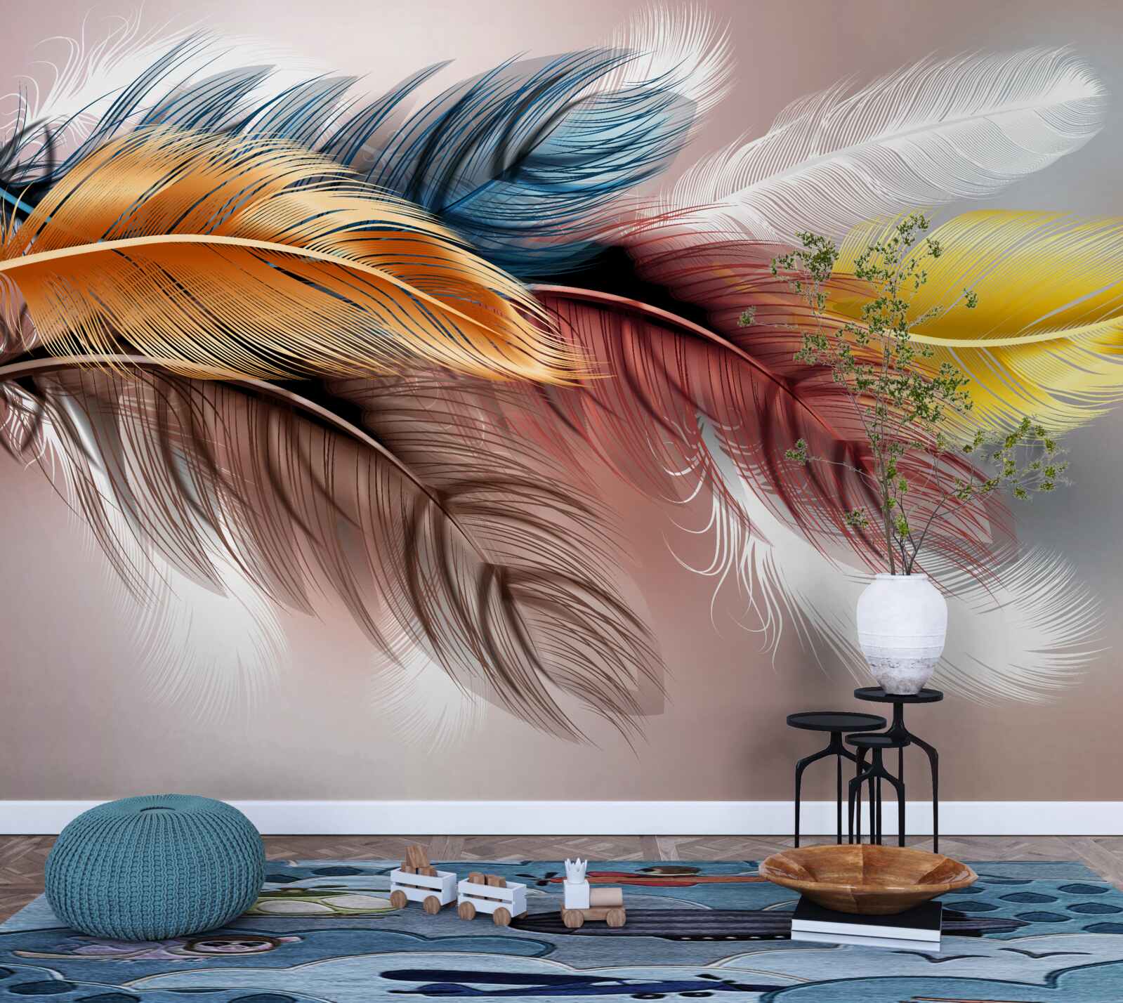 Papier peint plumage de différentes couleurs