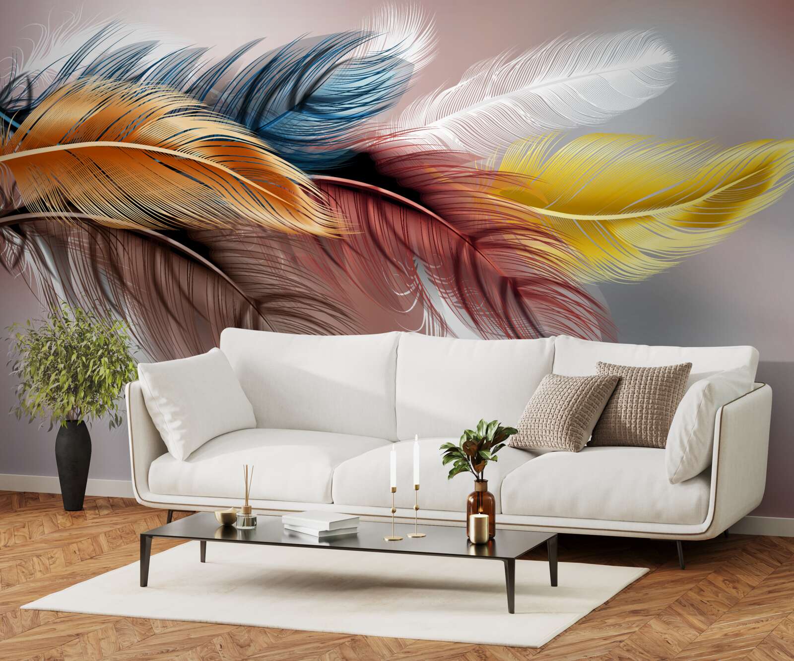 Papier peint plumage de différentes couleurs