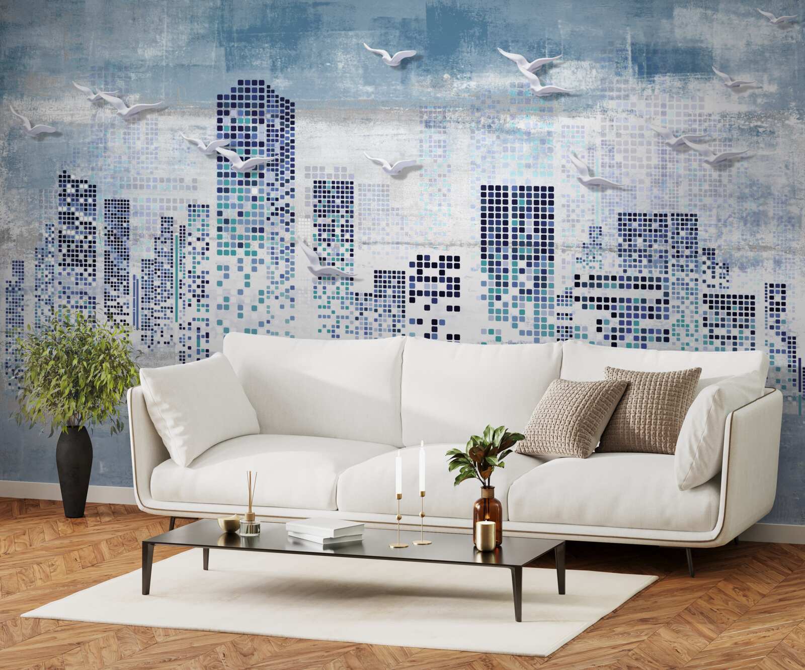 Papier peint New York pixellisé