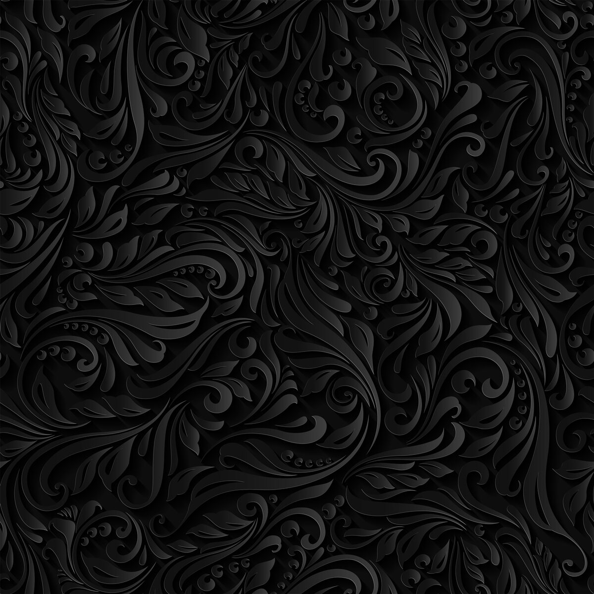 Papier peint feuilles texturées et fleurs noires