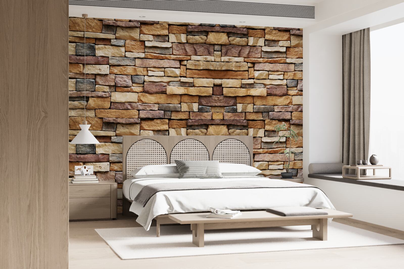 Papier peint Un mur composé de pierres multicolores