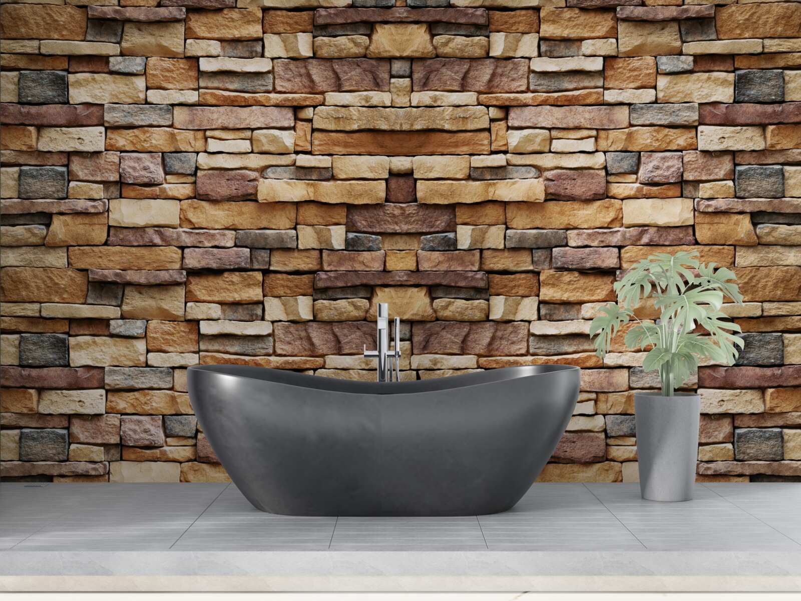 Papier peint Un mur composé de pierres multicolores