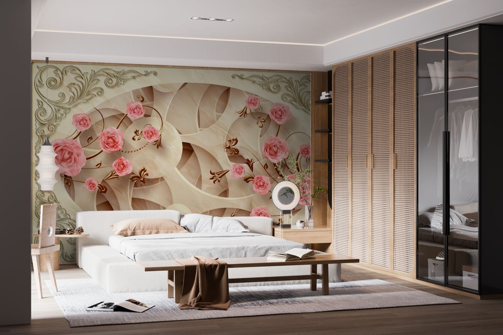 Papier peint les bourgeons du rosier ont poussé