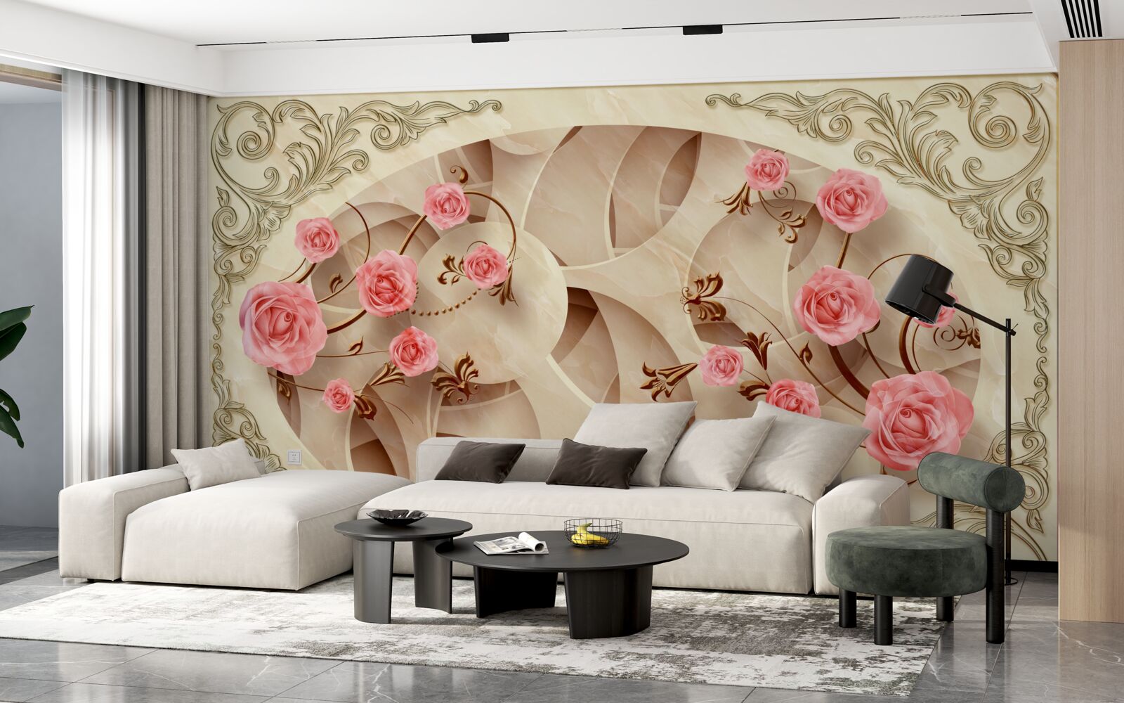 Papier peint les bourgeons du rosier ont poussé