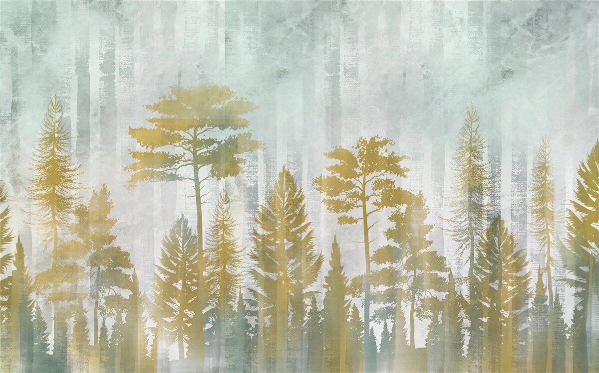 Papier peint l'automne dans la forêt enveloppée de brume