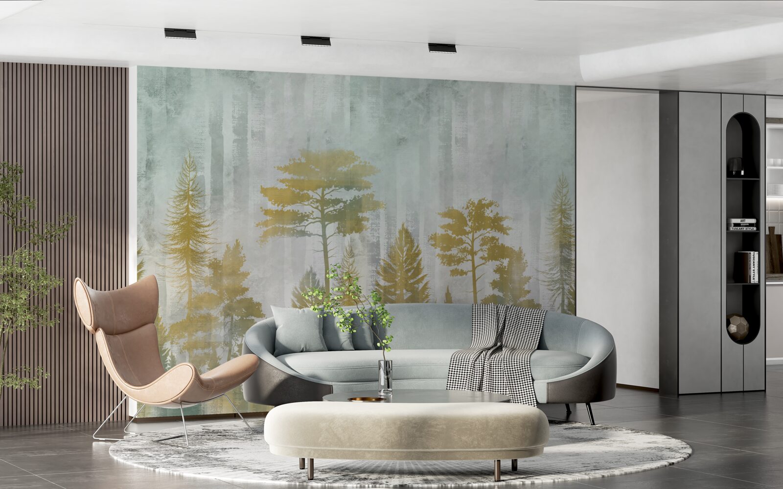 Papier peint l'automne dans la forêt enveloppée de brume