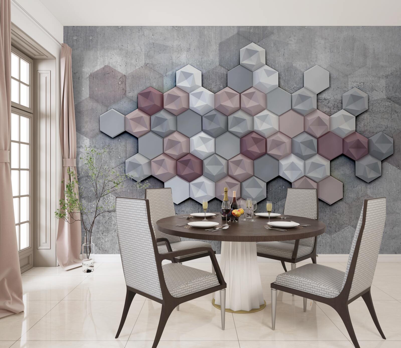 Papier peint structure cellulaire formée de pentagones