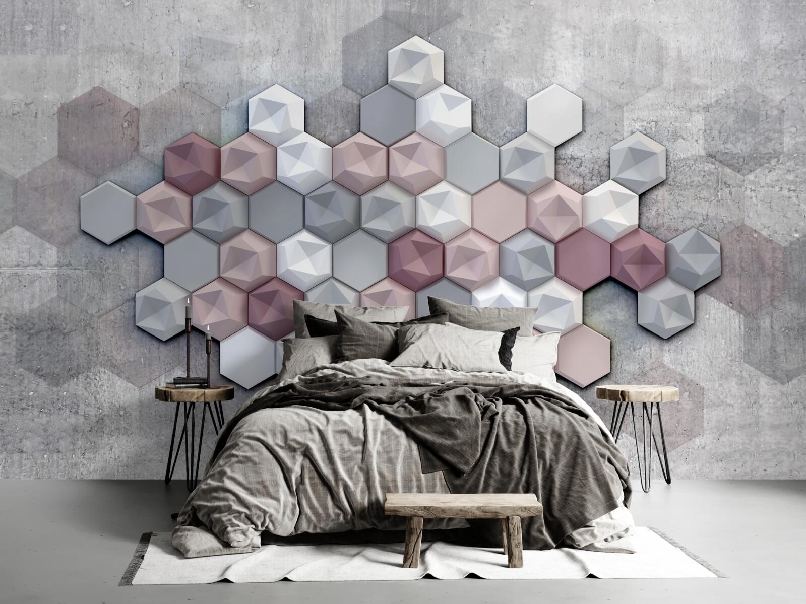 Papier peint structure cellulaire formée de pentagones