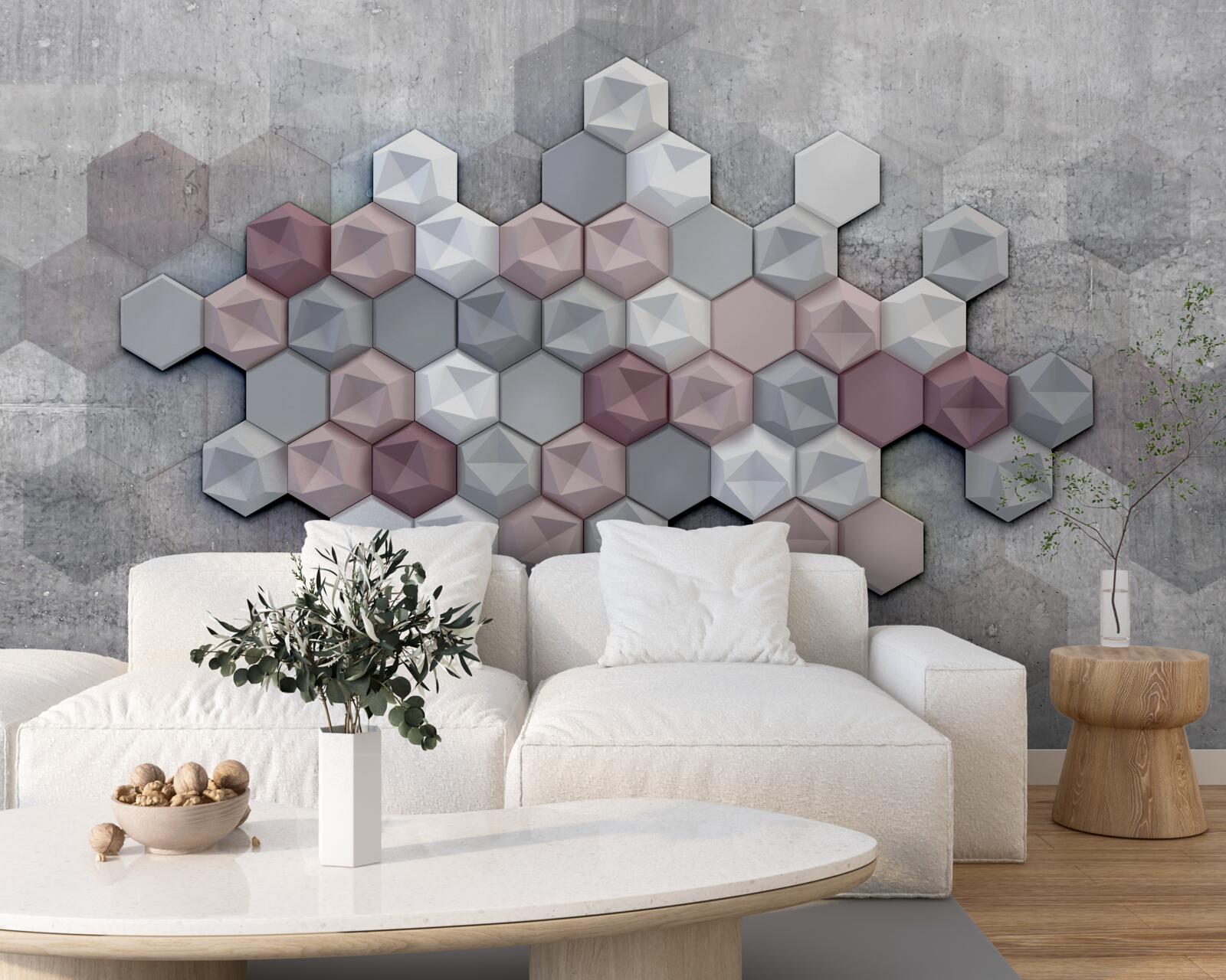 Papier peint structure cellulaire formée de pentagones