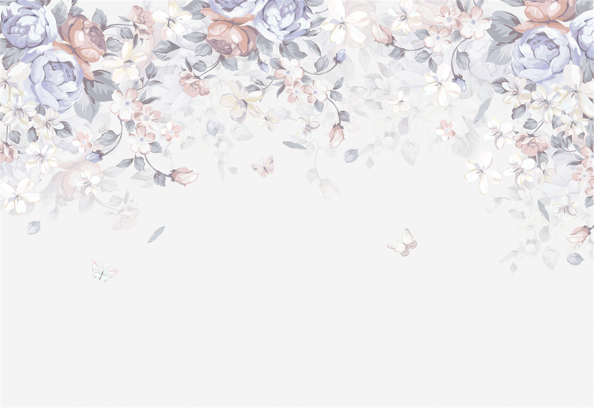 Papier peint le fond blanc est décoré de fleurs douces